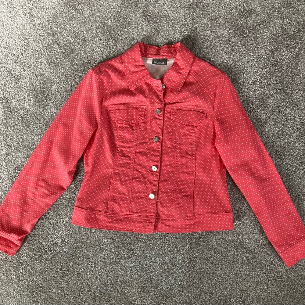 30% off - Roz & Ali Coral Polka Dot Jacket